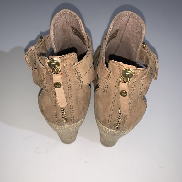 UGG Shoes Womens 9.5 Jolina Tan Wedge Sandals Espadrille Ankle Zip 1010994 - Picture 7 of 10